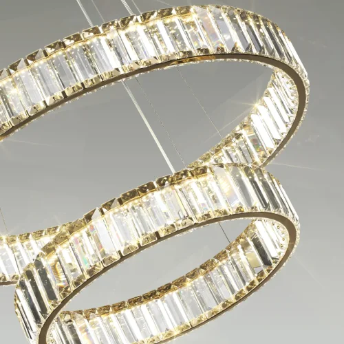 Люстра подвесная LED Vekia 5015/60L Odeon Light прозрачная на 1 лампа, основание золотое в стиле современный кольца фото 5